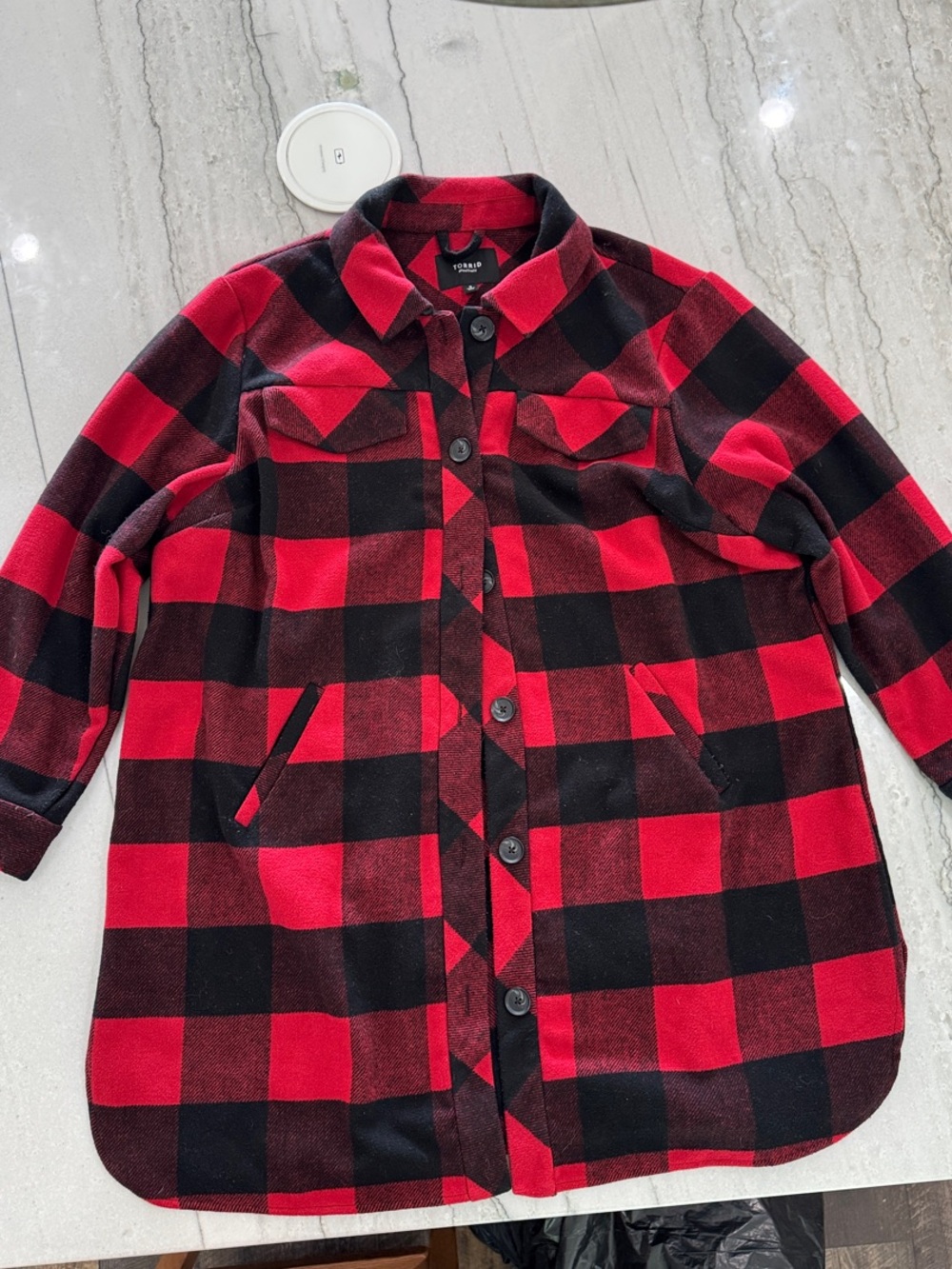 Women’s Red & Black Buffalo Plaid Jacket Coat - Torrid